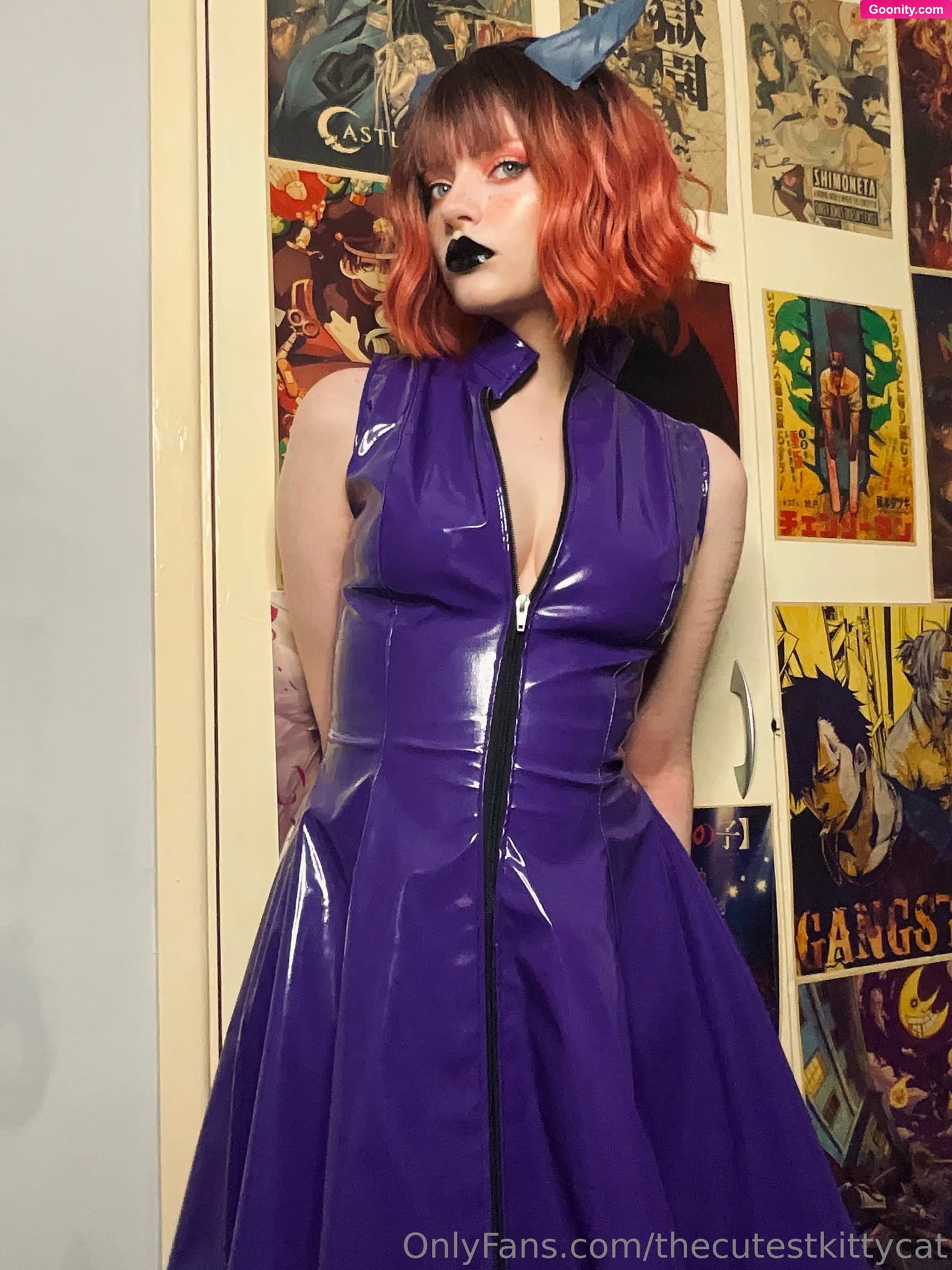 Misty silver on OnlyFans - Purple is my favourite colour 💜 PVC dress by Misfitz