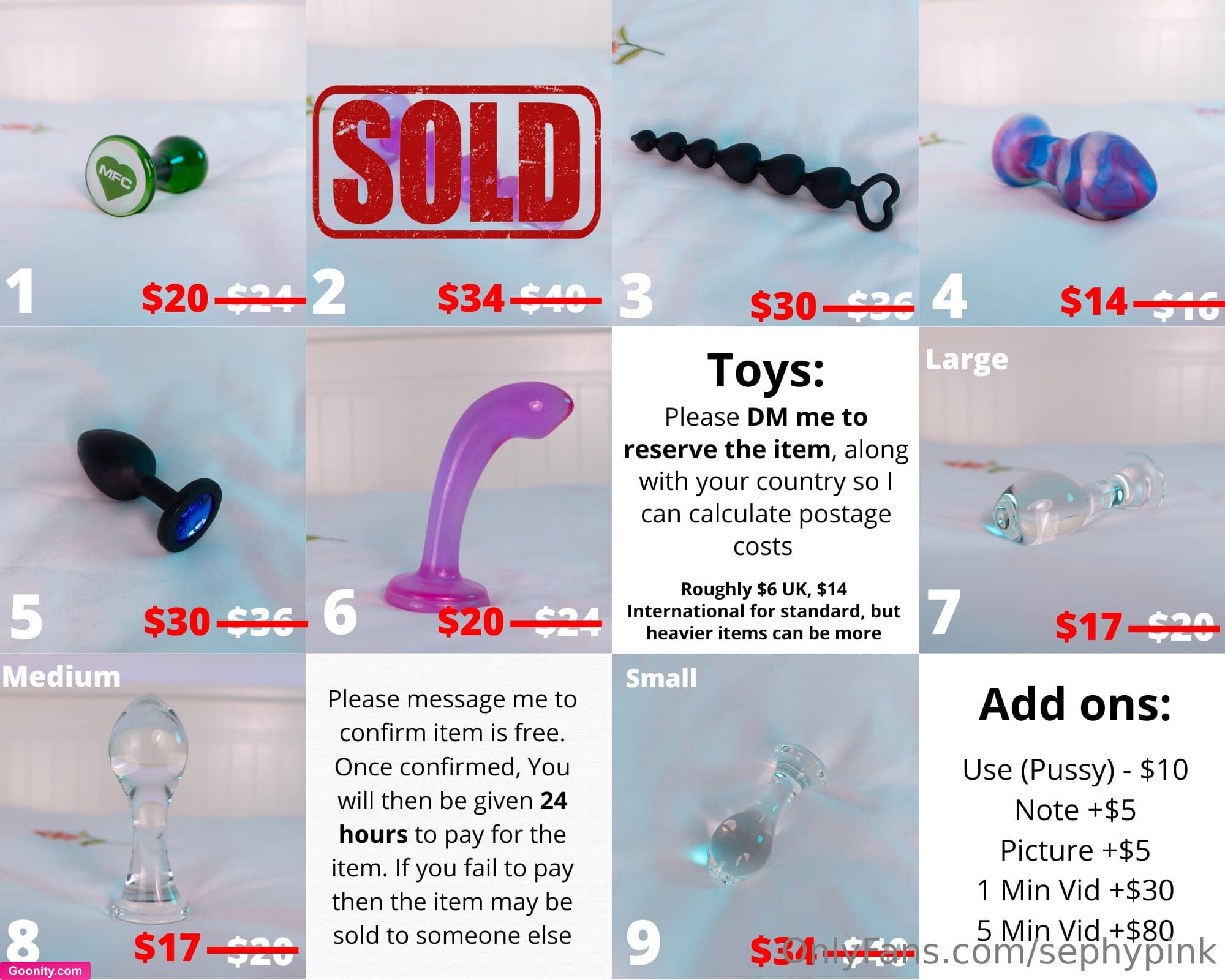 Persephone Pink ♥ on OnlyFans - 🥰 Updated July Sale Items 🥰 Sale Ends August 1stAnd just like that I am completely SOLD OUT of panties!! Other items still available :) Swipe for available items + more discounts 🥰DM to reserve + purchase. First cum, first served :)Please only reserve items you plan on purchasing. If you'd like to reserve a backup in case your item is out of stock, make that clear when reserving. Fans who repeatedly reserve items they do not buy will be blacklisted from purchasing items in the future.