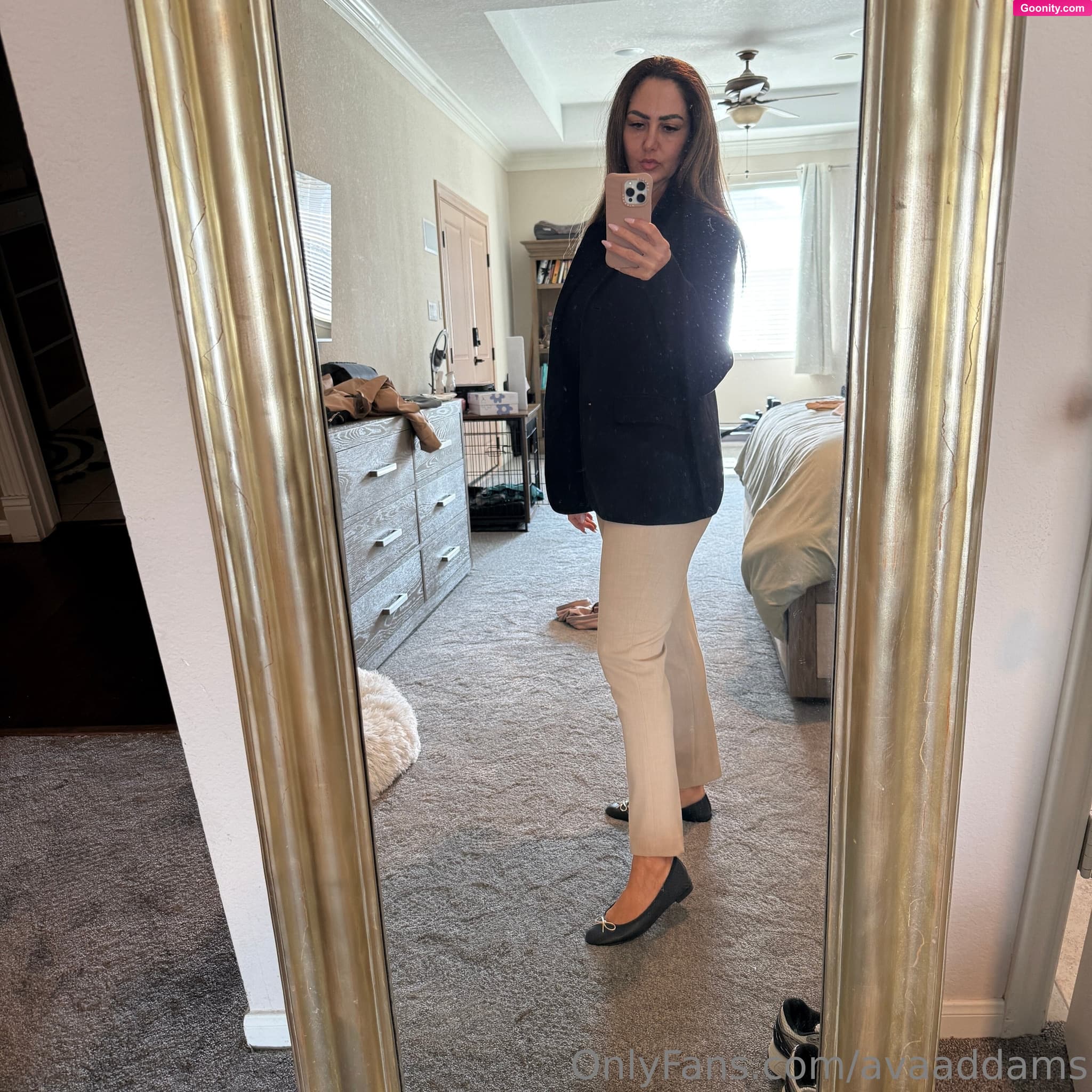 Ava Addams on OnlyFans - I'm indecisive today! Do we prefer the khaki or black blazer? What about the shoe? Kind of leaning towards the black flats but what do you think? 😅
