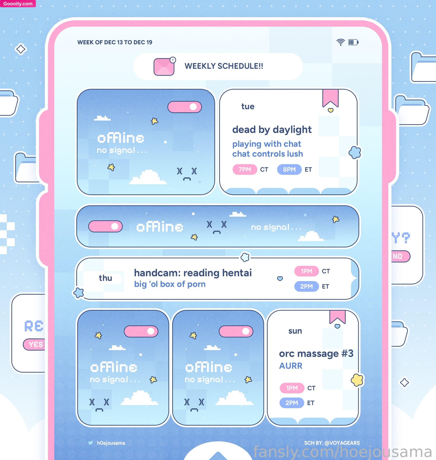 hoejousama on OnlyFans - STREAM SCHEDULE (Week of Jan 13 ~ Jan 19) Look at me being a good girl and posting a schedule on time :)