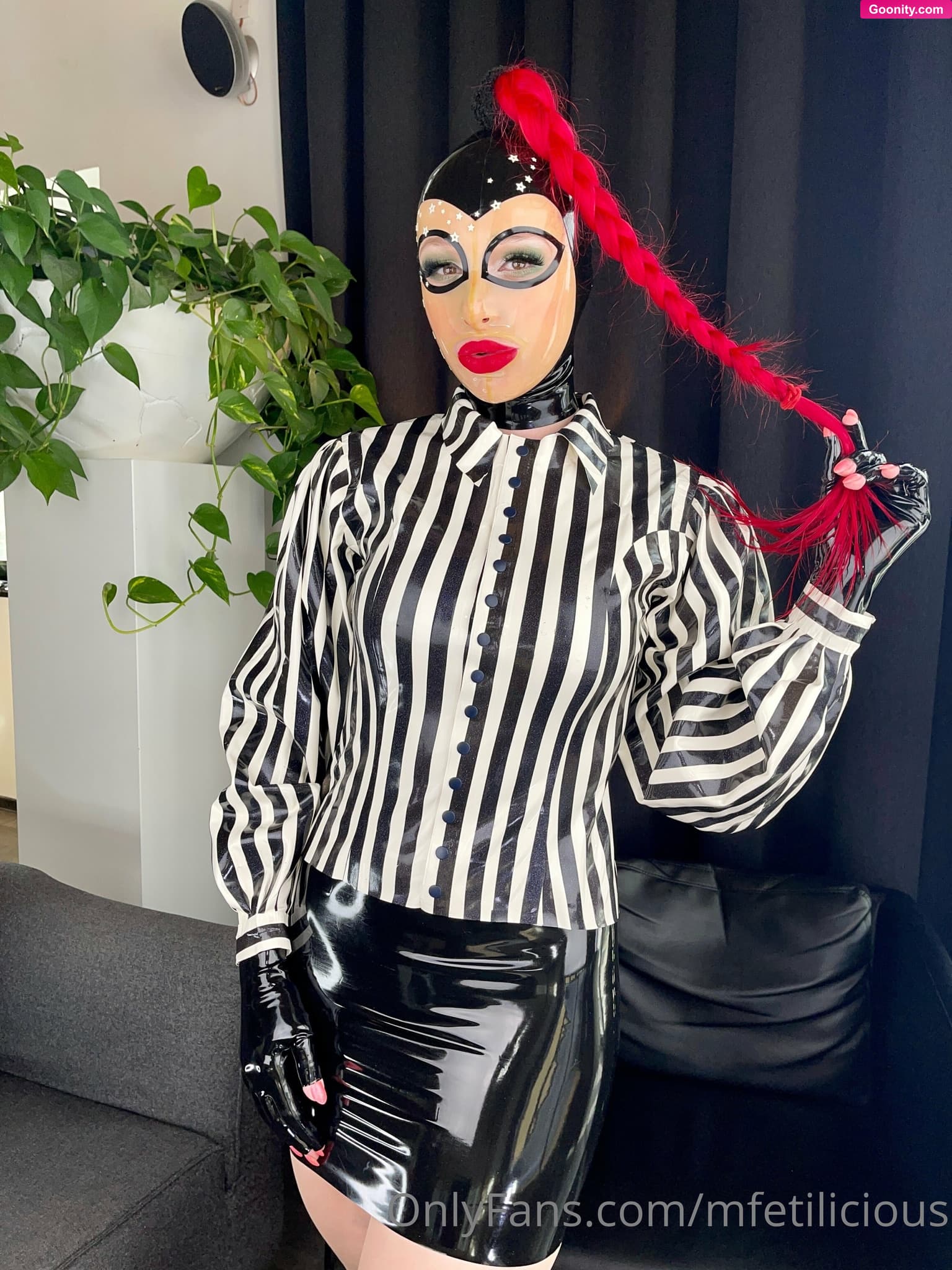 Miss Fetilicious on OnlyFans - Close up of a new look I tried with my Feitico hood and my new striped blouse. I think the white stars from the hood are going very well with the white of the blouse. It’s all about the details. I love my striped blouse so much! It was a lot of work to create it but I love the result! 🥰