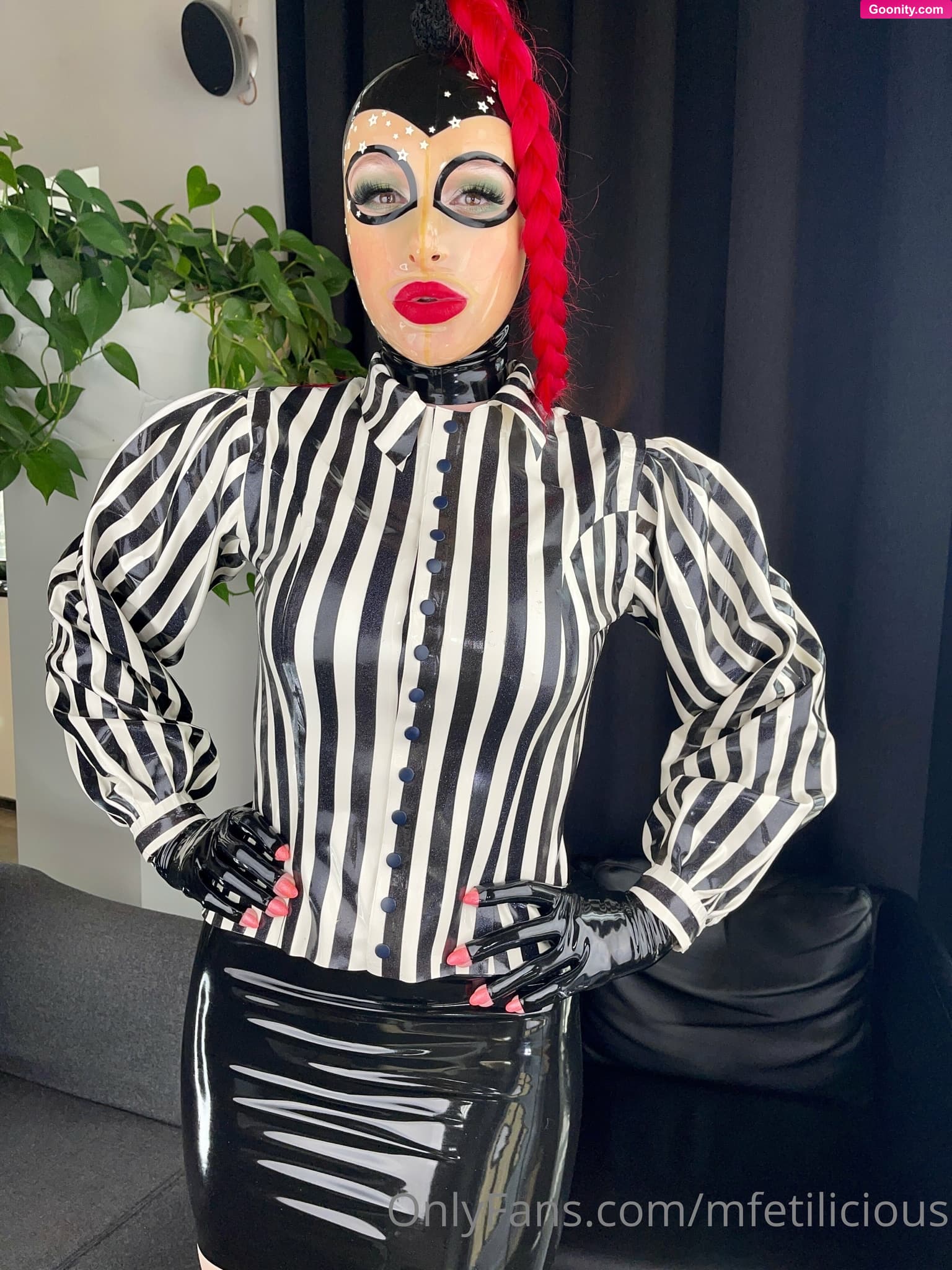 Miss Fetilicious on OnlyFans - Close up of a new look I tried with my Feitico hood and my new striped blouse. I think the white stars from the hood are going very well with the white of the blouse. It’s all about the details. I love my striped blouse so much! It was a lot of work to create it but I love the result! 🥰