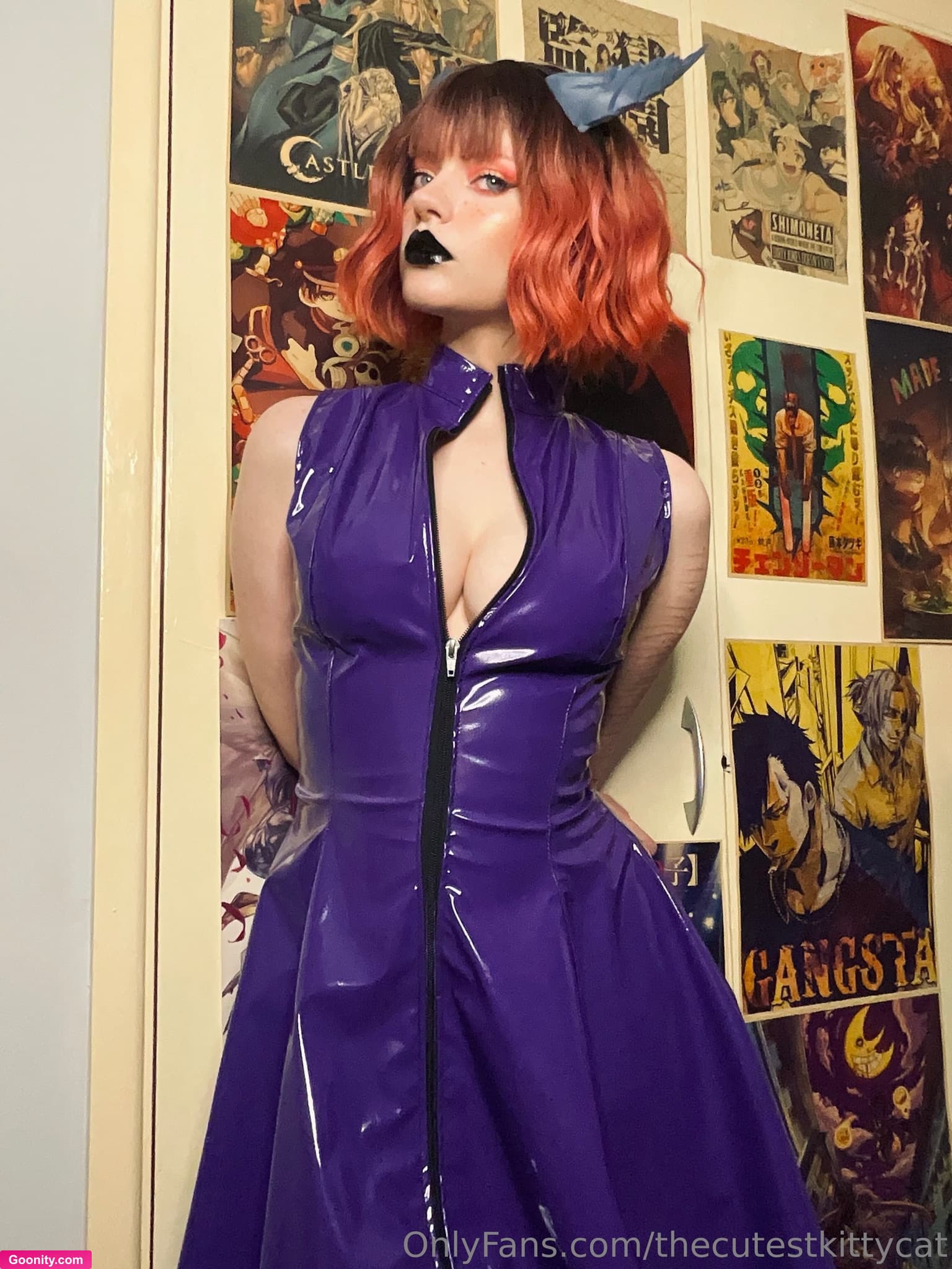 Misty silver on OnlyFans - Purple is my favourite colour 💜 PVC dress by Misfitz