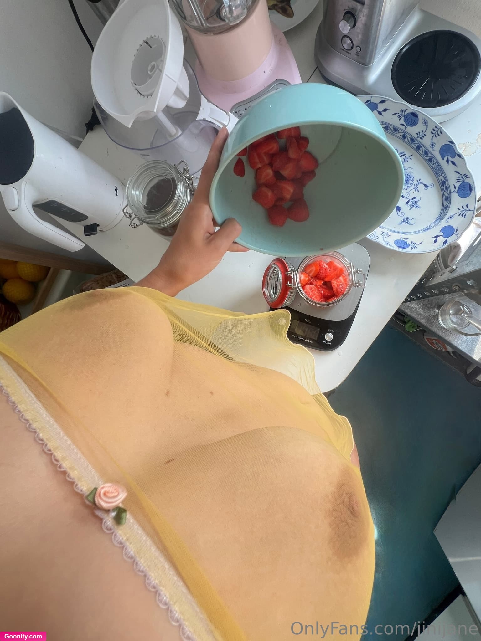 Jini Jane on OnlyFans - pov making strawberry syrup and eating the leftover strawber..