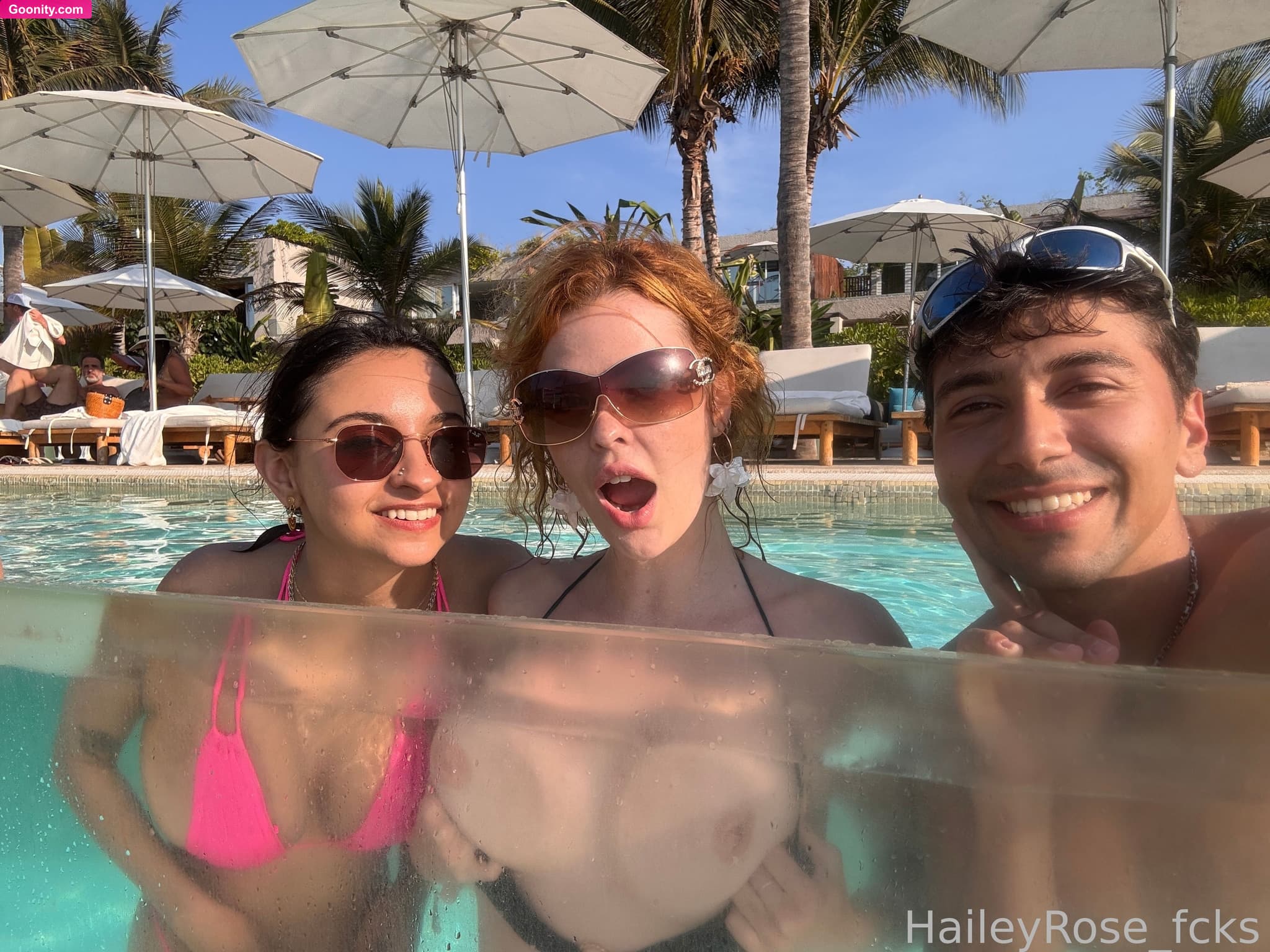 Hailey Rose on OnlyFans - flashing with @ellyclutch in our PRIVATE pool hehe