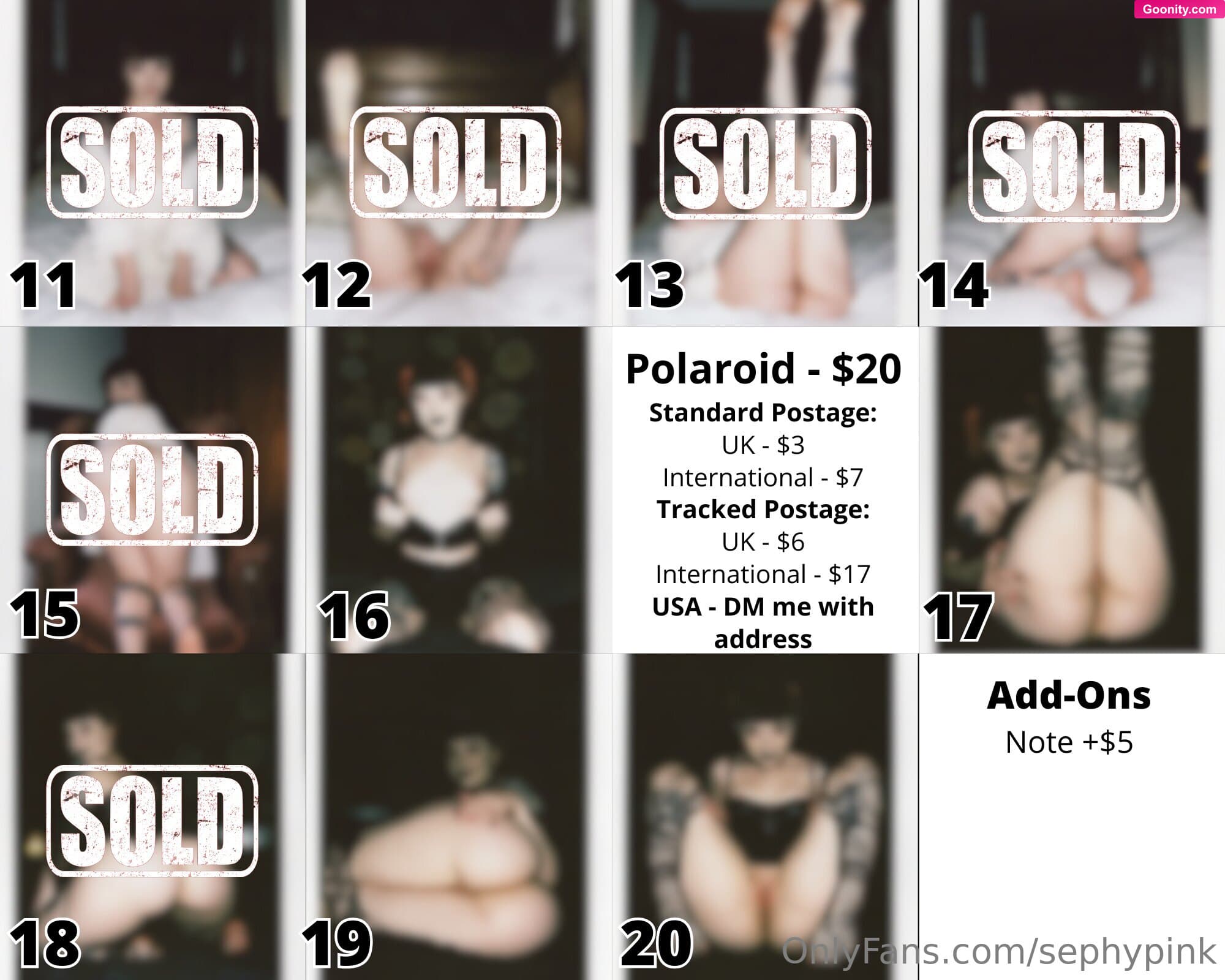Persephone Pink ♥ on OnlyFans - Available Halloween Polaroids and Panties 🥰DM to reserve, first cum first served! (Do not reserve if you're not ready to pay/aren't 100% sure on the order pleaseeeeee, really unfair for other fans) Halloween polaroids are from the videos:Succubus Cucking (1-5)Vault Dweller Breeding (6-10)Nosfurato JOI (11-15) Sold out Elf Needs Your Cum (16-20)Due to new US shipping tariffs, US postage is now based on the value of the item so postage may be more if you purchase add-ons