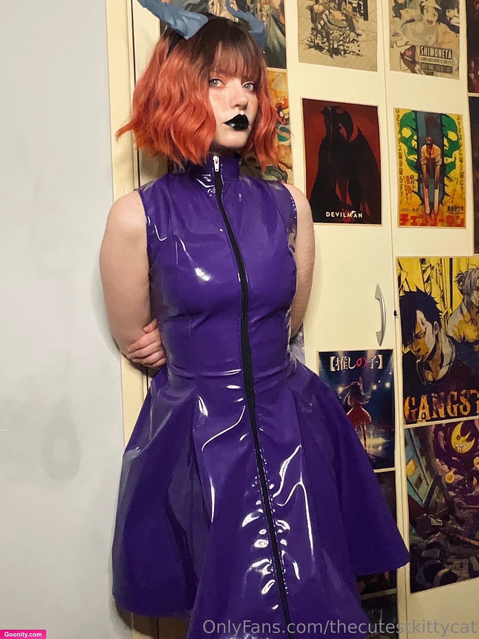 Misty silver on OnlyFans - Purple is my favourite colour 💜 PVC dress by Misfitz