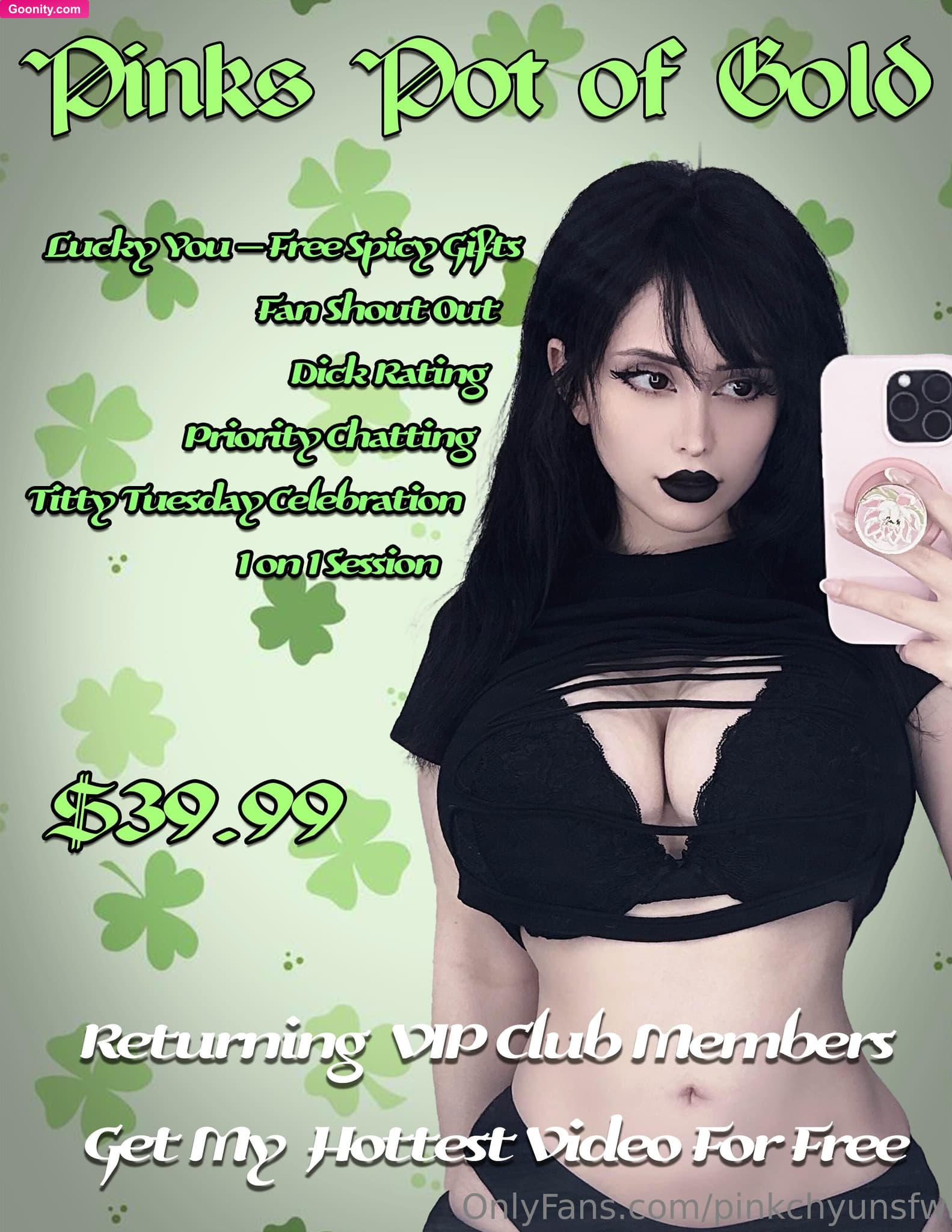 pinkchyu on OnlyFans - Pink's Pot of Gold! Join my NEW EXCLUSIVE CLUB so I can spoil you with: ☘ Lucky You – Free Spicy Gifts ☘ Fan Shout Out☘ D!ck Rating☘ Priority Chatting☘ Titty Tuesday Celebration ☘ 1 on 1 Session☘ Returning VIP Club Members Get My Hottest Video For FreeAll these goodies for only $39.99Join before it's too late and let's start having some real fun!! Limited slots available so I can be sure to prioritize YOU! :3