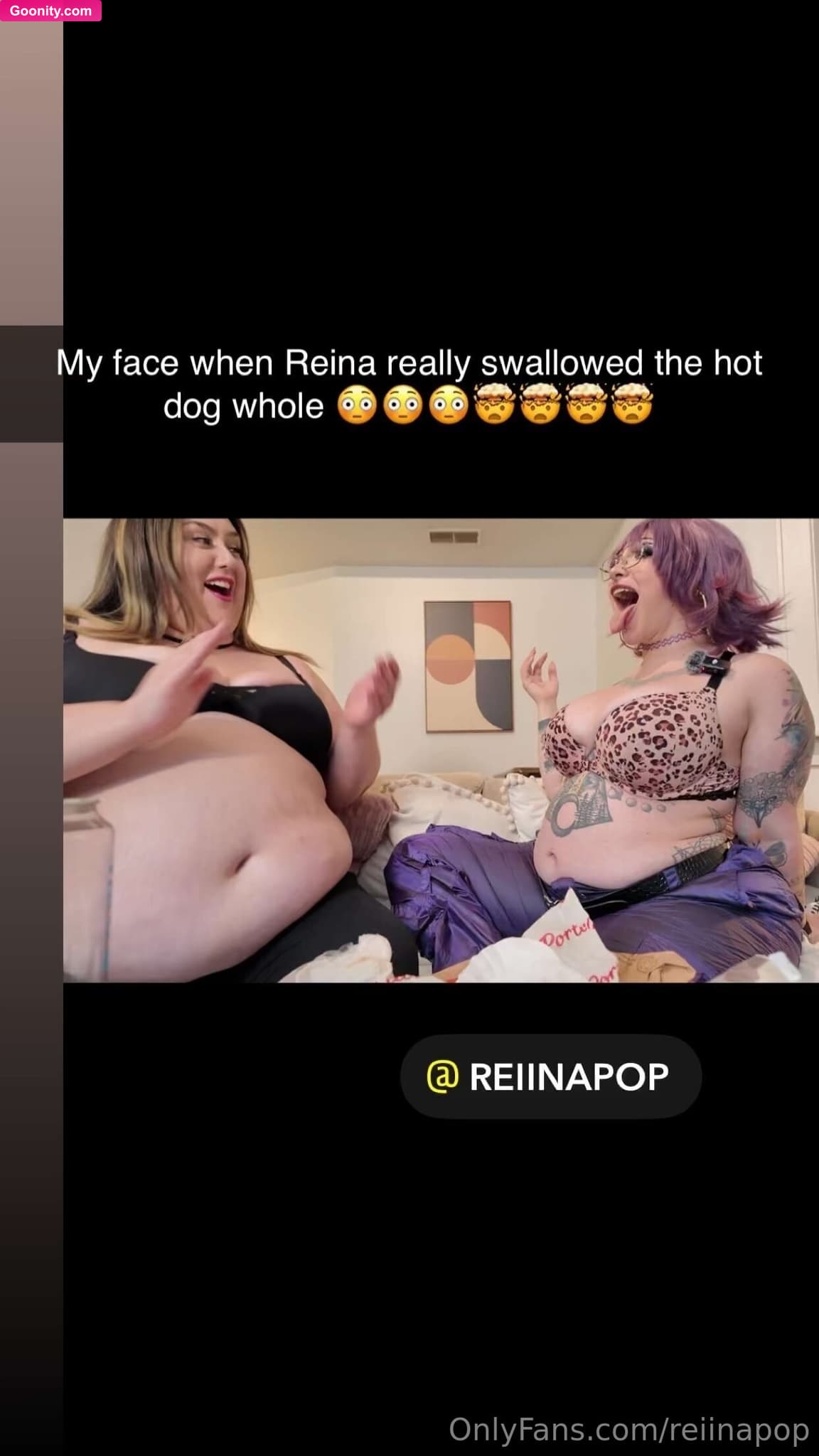 Goddess Reina ๐ค๐ on OnlyFans - Iโm thinking of making my hot dog swallowing video this weekโs free Friday drop.. i know not everyone loves the vore but itโs very belly focused and me and @bbwlayla look so hot!! What do you guys think c:Also look at our swollen guts in pic 3 ๐ฅฐ๐