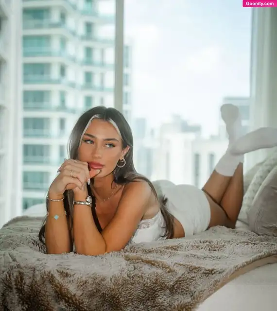 Mckinley Richardson Brunette Posing In White Lingerie