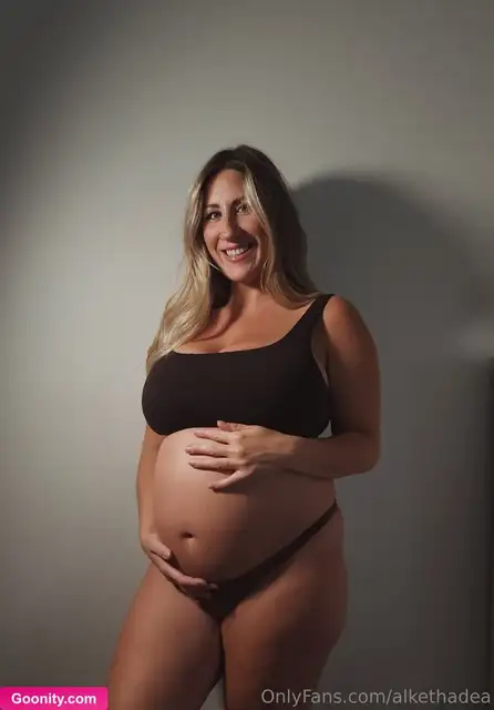 Alkethadea Rubbing Her Belly In Brown Lingerie Nude OnlyFans Photo